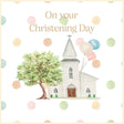 Woodmansterne White Church & Tree Christening Card - Old Railway Line Garden Centre