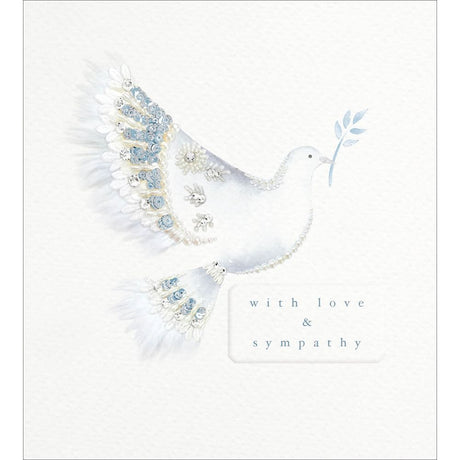 Woodmansterne White Dove With Love Sympathy Card - Old Railway Line Garden Centre