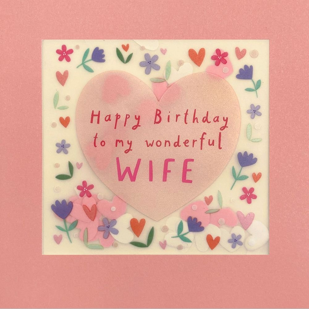 Woodmansterne Wife Confetti Heart Birthday Card - Old Railway Line Garden Centre