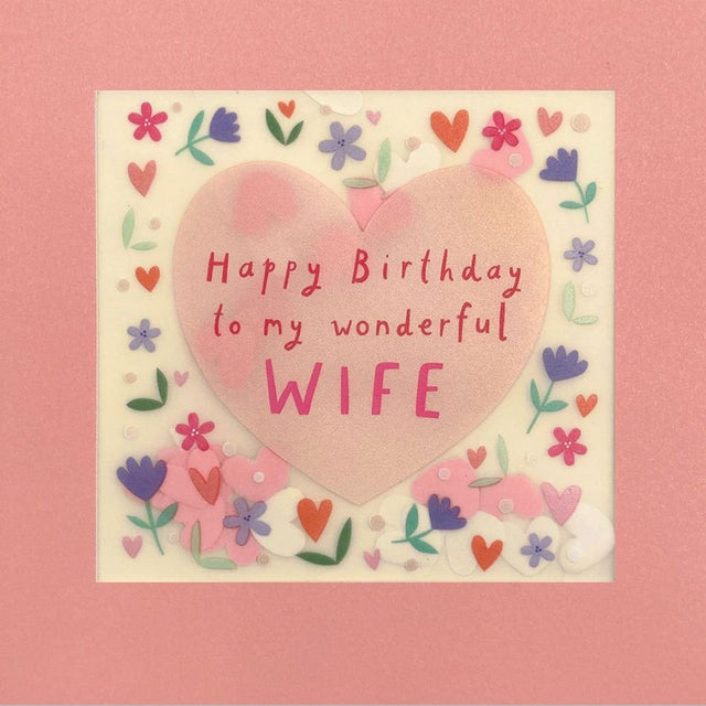 Woodmansterne Wife Confetti Heart Birthday Card - Old Railway Line Garden Centre