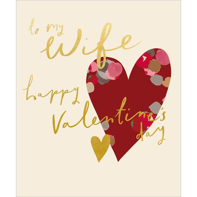 Woodmansterne Wife Red & Gold Hearts Valentines Day Card - Old Railway Line Garden Centre