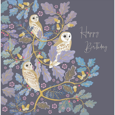 Woodmansterne Wise Owls in Foliage Birthday Card - Old Railway Line Garden Centre
