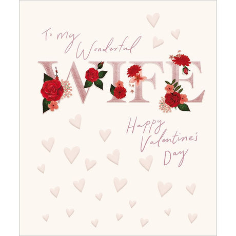 Woodmansterne Wonderful Wife with Roses Valentine's Day Card - Old Railway Line Garden Centre