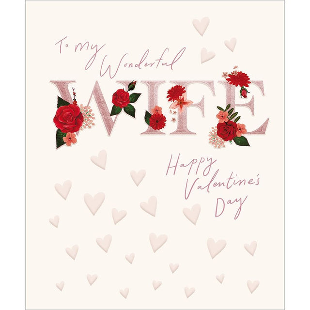 Woodmansterne Wonderful Wife with Roses Valentine's Day Card - Old Railway Line Garden Centre