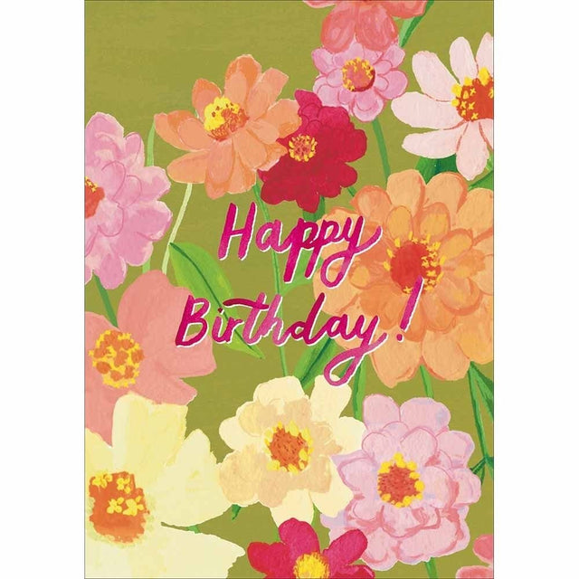 Woodmansterne Zinnias Floral Birthday Card - Old Railway Line Garden Centre