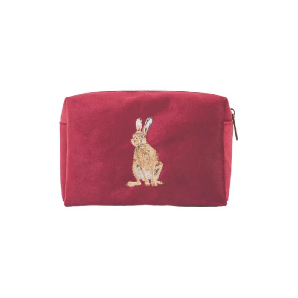 Wrendale 20cm Burgundy Hare Make Up Bag