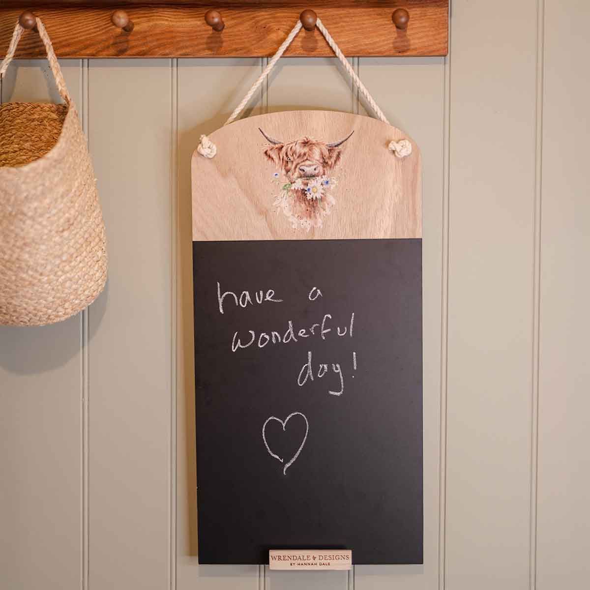 Wrendale 50cm 'Daisy Coo' Highland Cow Chalkboard