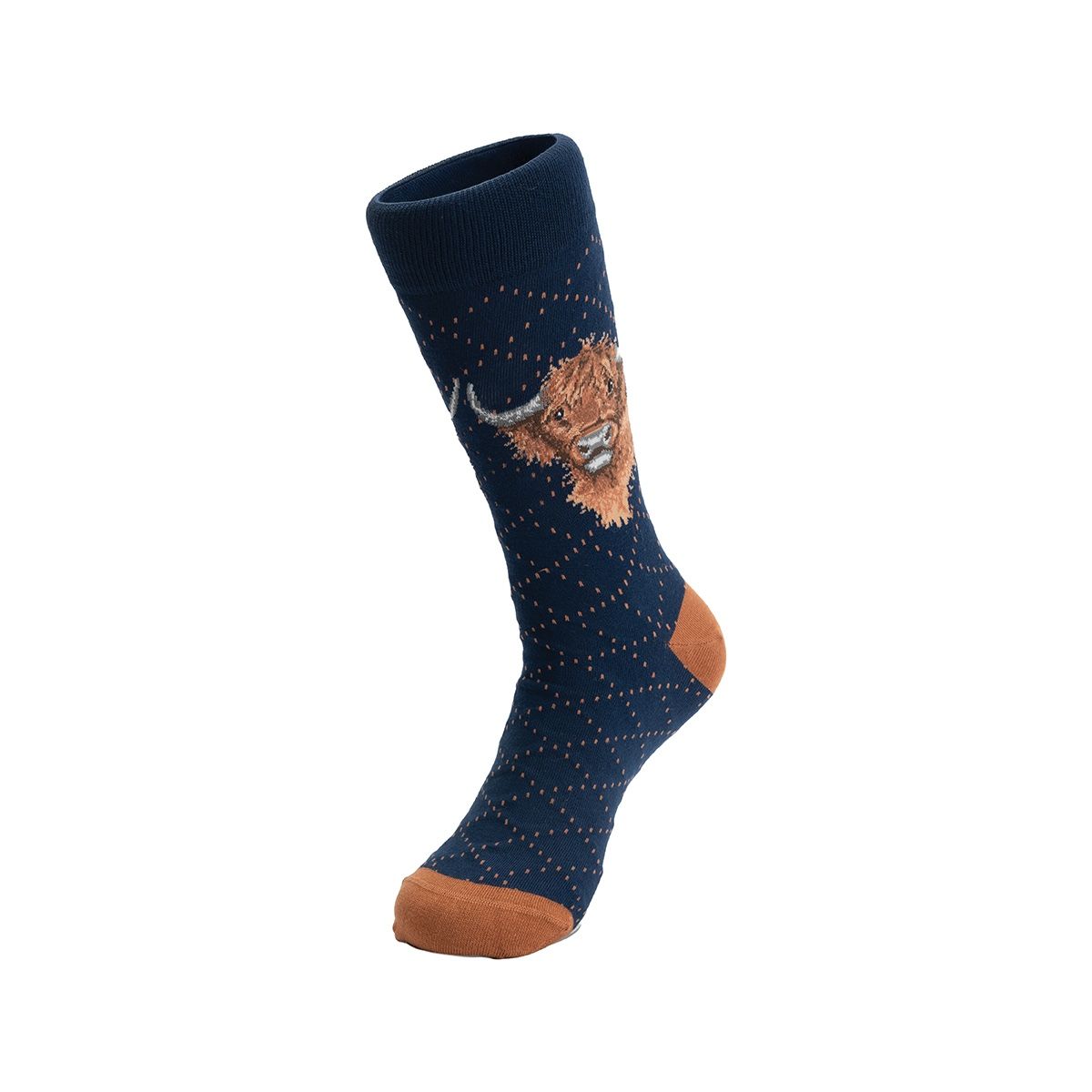 Wrendale 7-11 'Highland Heathers' Highland Cow Men's Socks