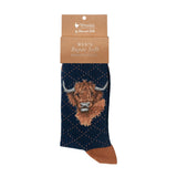 Wrendale 7-11 'Highland Heathers' Highland Cow Men's Socks
