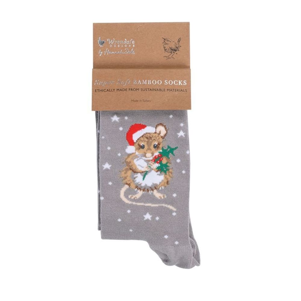 Wrendale 'Christmouse' Grey Mouse Socks
