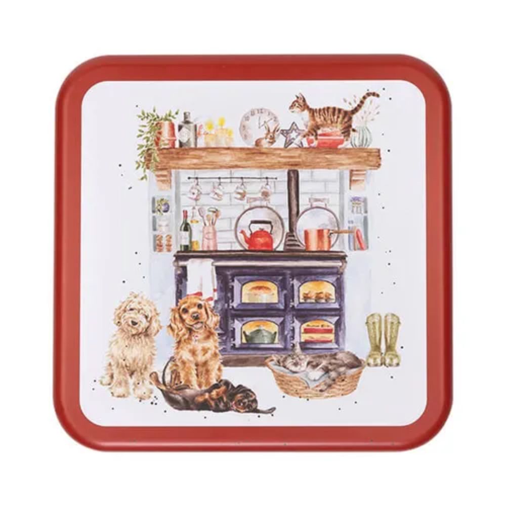 Wrendale 'Country Kitchen' Dog & Cat Christmas Square Tin