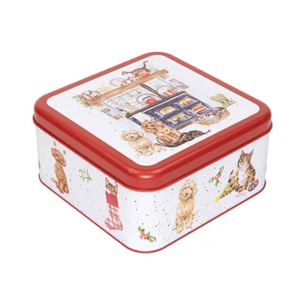Wrendale 'Country Kitchen' Dog & Cat Christmas Square Tin