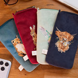 Wrendale 'Daisy Coo' Highland Cow Embroidered Glasses Pouch