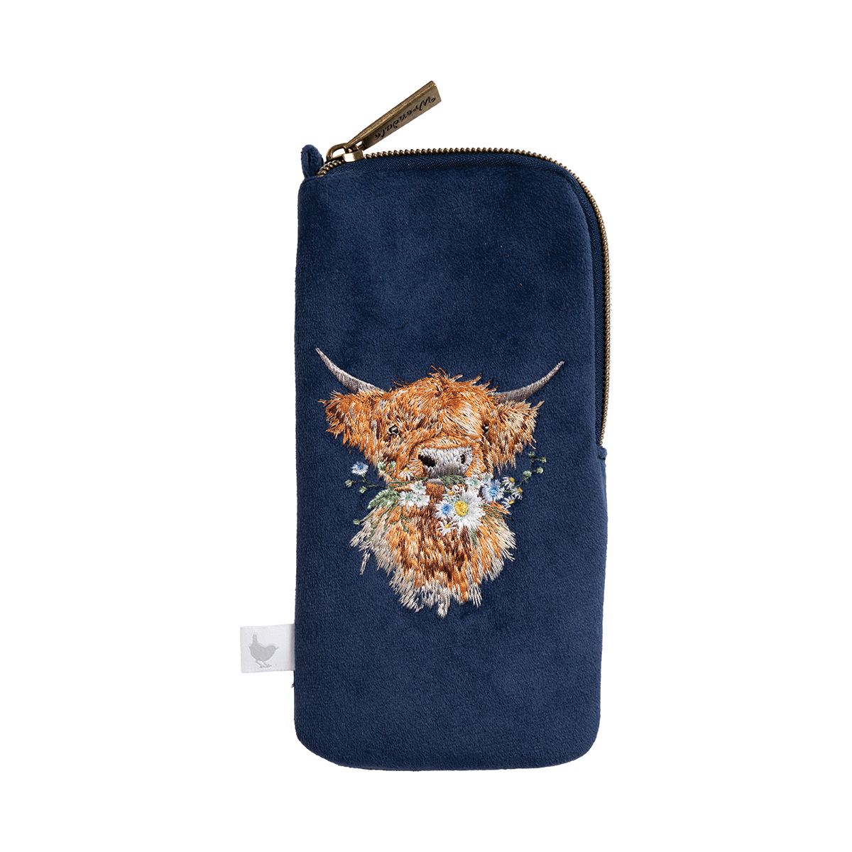 Wrendale 'Daisy Coo' Highland Cow Embroidered Glasses Pouch