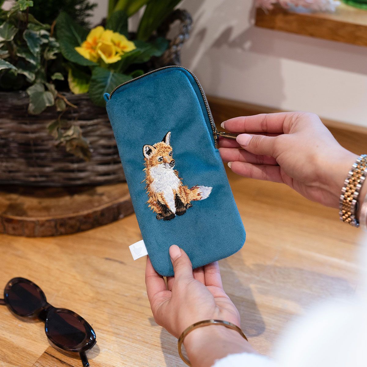 Wrendale 'Daydreamer' Fox Embroidered Glasses Pouch