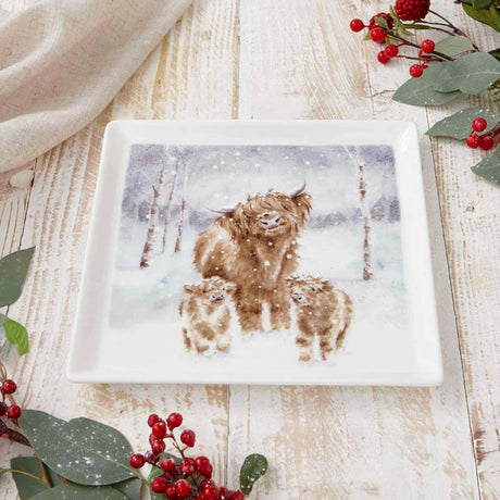 Wrendale Designs 23cm Highland Cow Square Plate