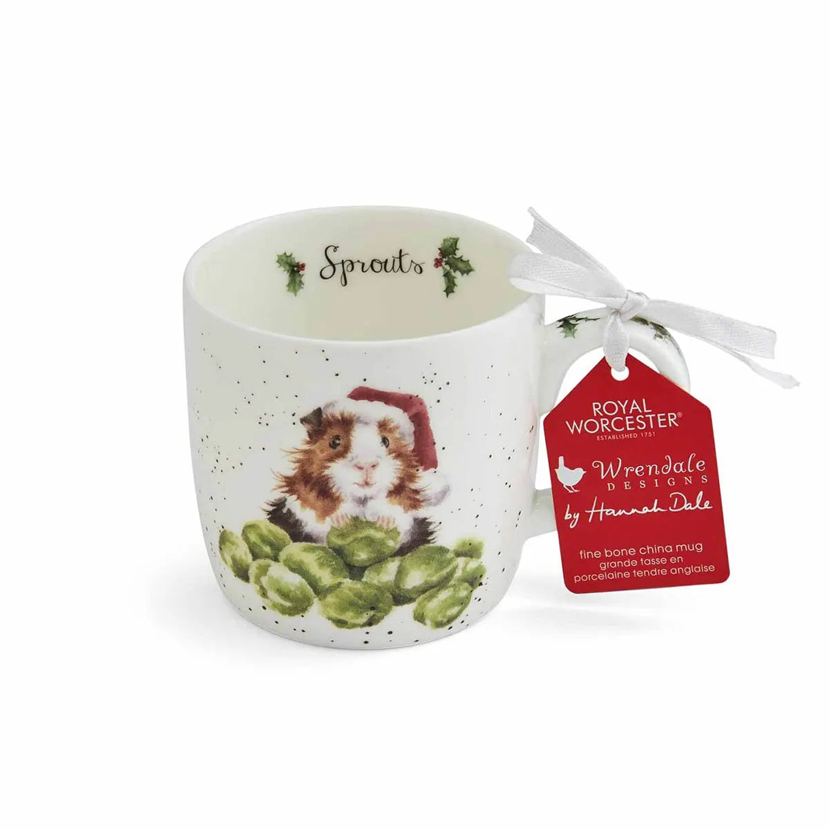 Wrendale Designs 300ml Christmas Sprouts Guinea Pig Mug - MMQR5629-XT
