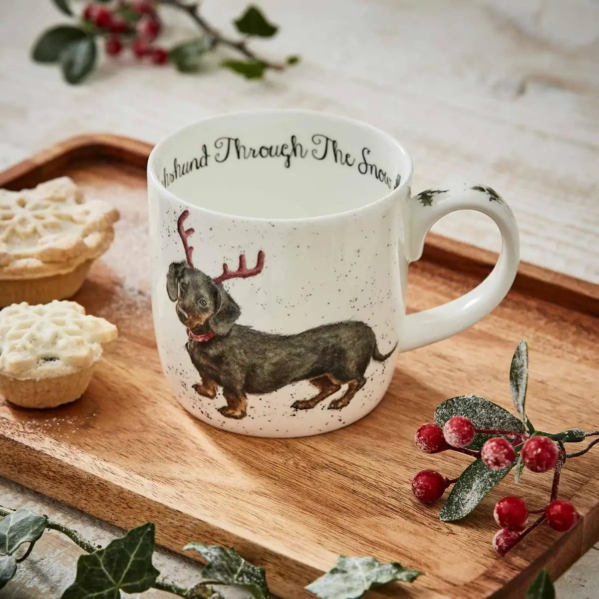 Wrendale Designs 300ml Dachschund Through The Snow Mug - MMOC5629-XT