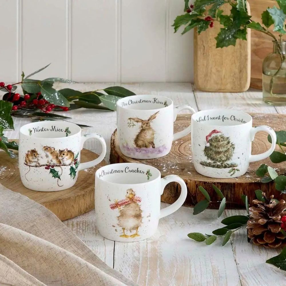 Wrendale Designs 312ml Christmas Mugs - Set of 4