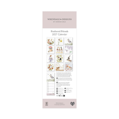Wrendale 'Feathered Friends' Bird Slim Calendar 2027