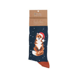 Wrendale 'Festive Fox' Blue Fox Men's Socks
