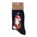 Wrendale 'Festive Fox' Navy Fox Socks