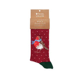 Wrendale Men's 'Season's Tweetings' Red Robin Christmas Socks