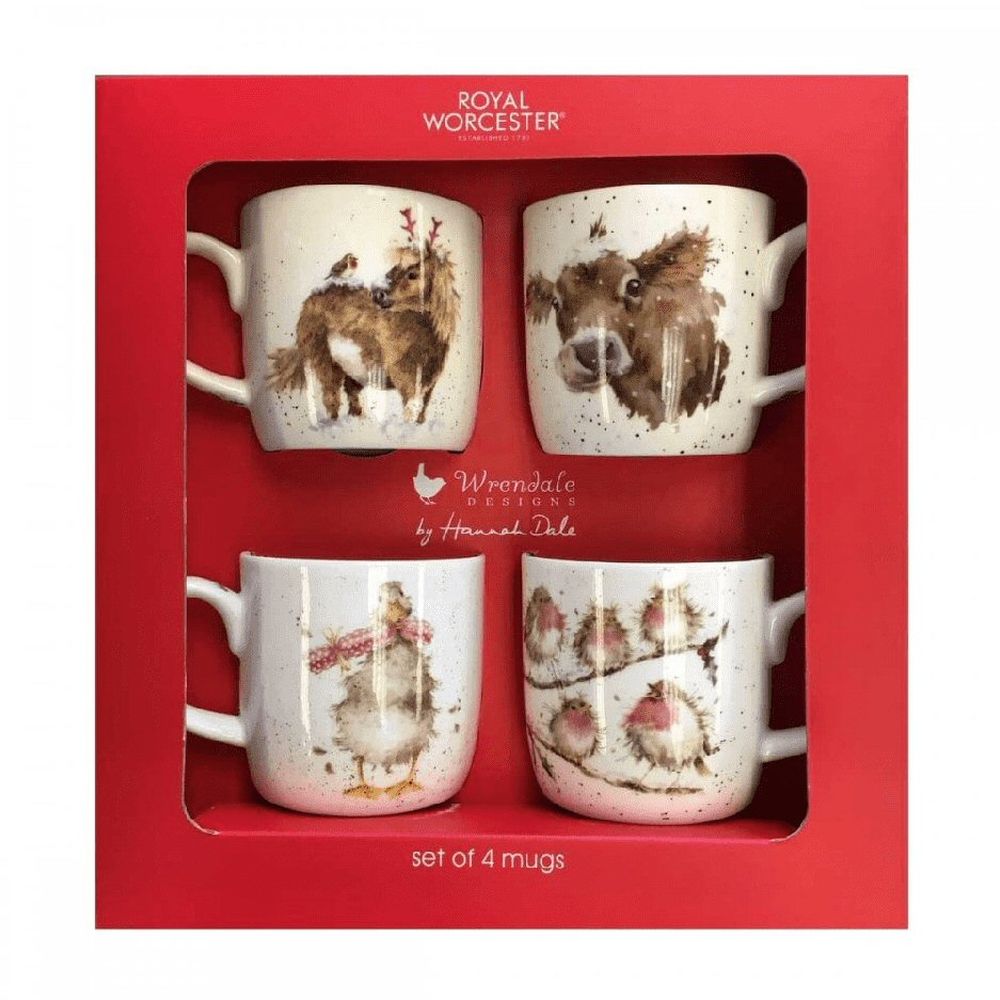 Wrendale Set of 4 Christmas Gift Set Mugs