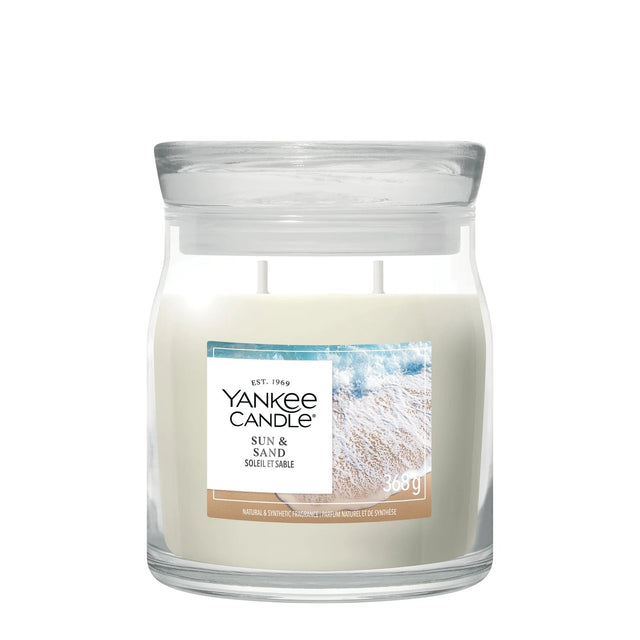 Yankee Candle 368g Sun & Sand Medium Jar Candle - Old Railway Line Garden Centre