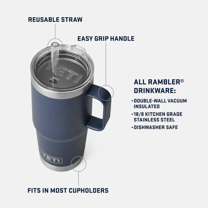 Yeti 739ml Navy 25oz Rambler Straw Mug - 70000001926 - Old Railway Line Garden Centre