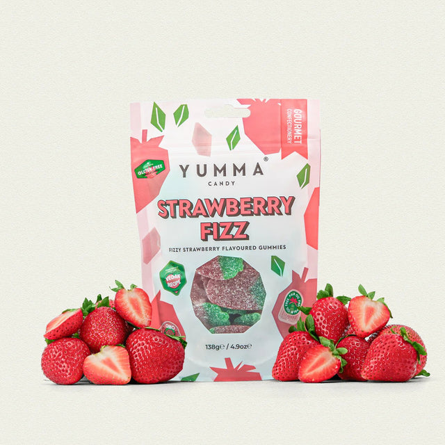 Yumma Candy 138g Strawberry Fizz (Strawb Gummies) - Old Railway Line Garden Centre