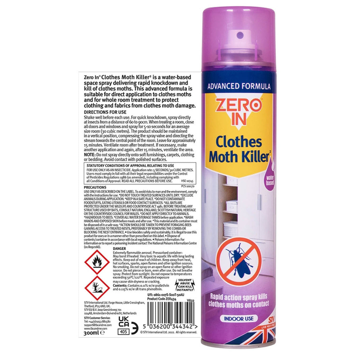Zero In 300ml Aerosol Clothes Moth Killer - Old Railway Line Garden Centre