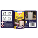 Zero In Citronella Pillar Candle - Wind - resistant Wick 38 Hour Burn Time - Old Railway Line Garden Centre