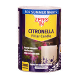 Zero In Citronella Pillar Candle - Wind - resistant Wick 38 Hour Burn Time - Old Railway Line Garden Centre