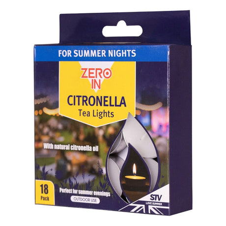 Zero In Citronella Tealight Candles 18 Pack - Old Railway Line Garden Centre