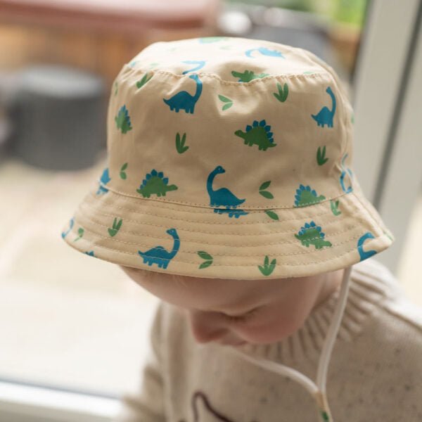 Ziggle Baby Blue/Green Dinos Sun Hat (0 - 12months) - Old Railway Line Garden Centre