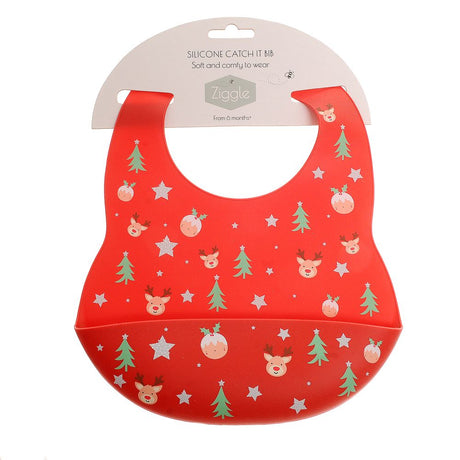 Ziggle Baby Catch It Silicone Bib Christmas