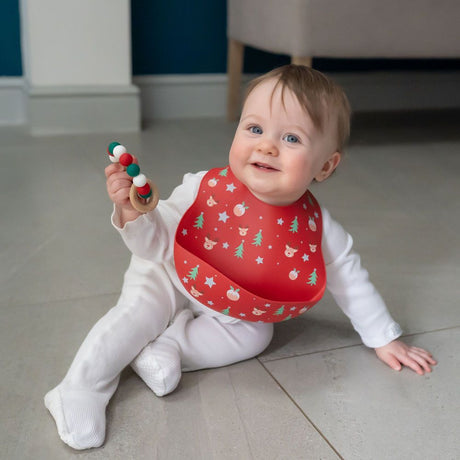 Ziggle Baby Catch It Silicone Bib Christmas