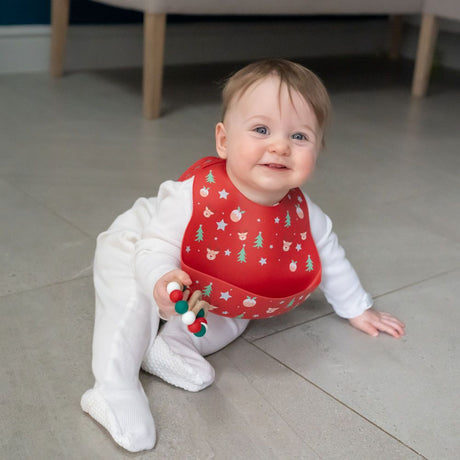 Ziggle Baby Catch It Silicone Bib Christmas