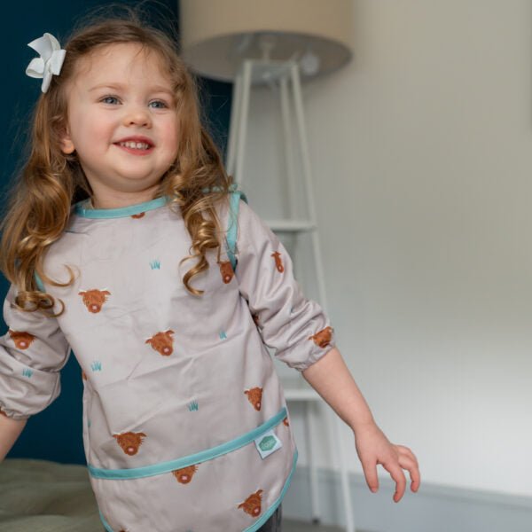 Ziggle Baby Coverall Feeding Bib Highland Cow - Old Railway Line Garden Centre