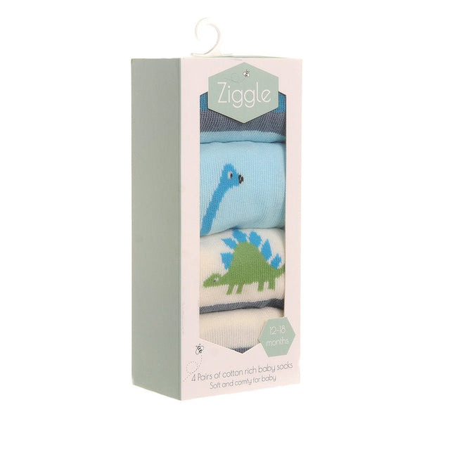 Ziggle Baby Dinosaur Boxed Sock Set (0 - 6months) - Old Railway Line Garden Centre