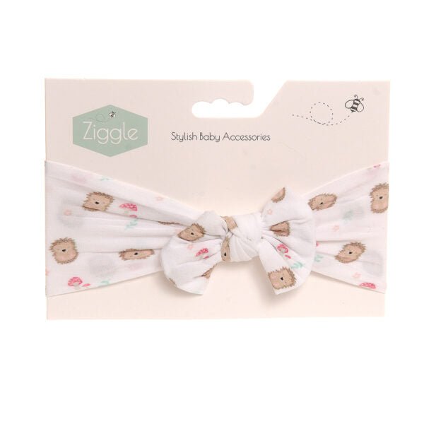 Ziggle Baby Hedgehog Top Bow Turban Headband - Old Railway Line Garden Centre