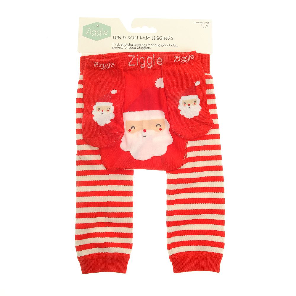 Ziggle Baby Santa Leggings and Socks Set - 0-6 Months