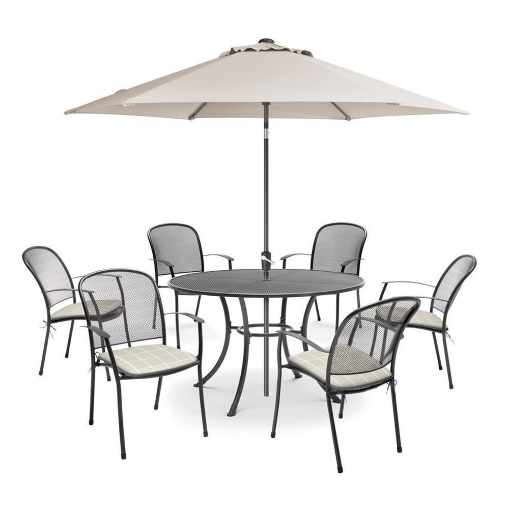 Kettler Caredo 6-Seater Metal Dining Set - Stone