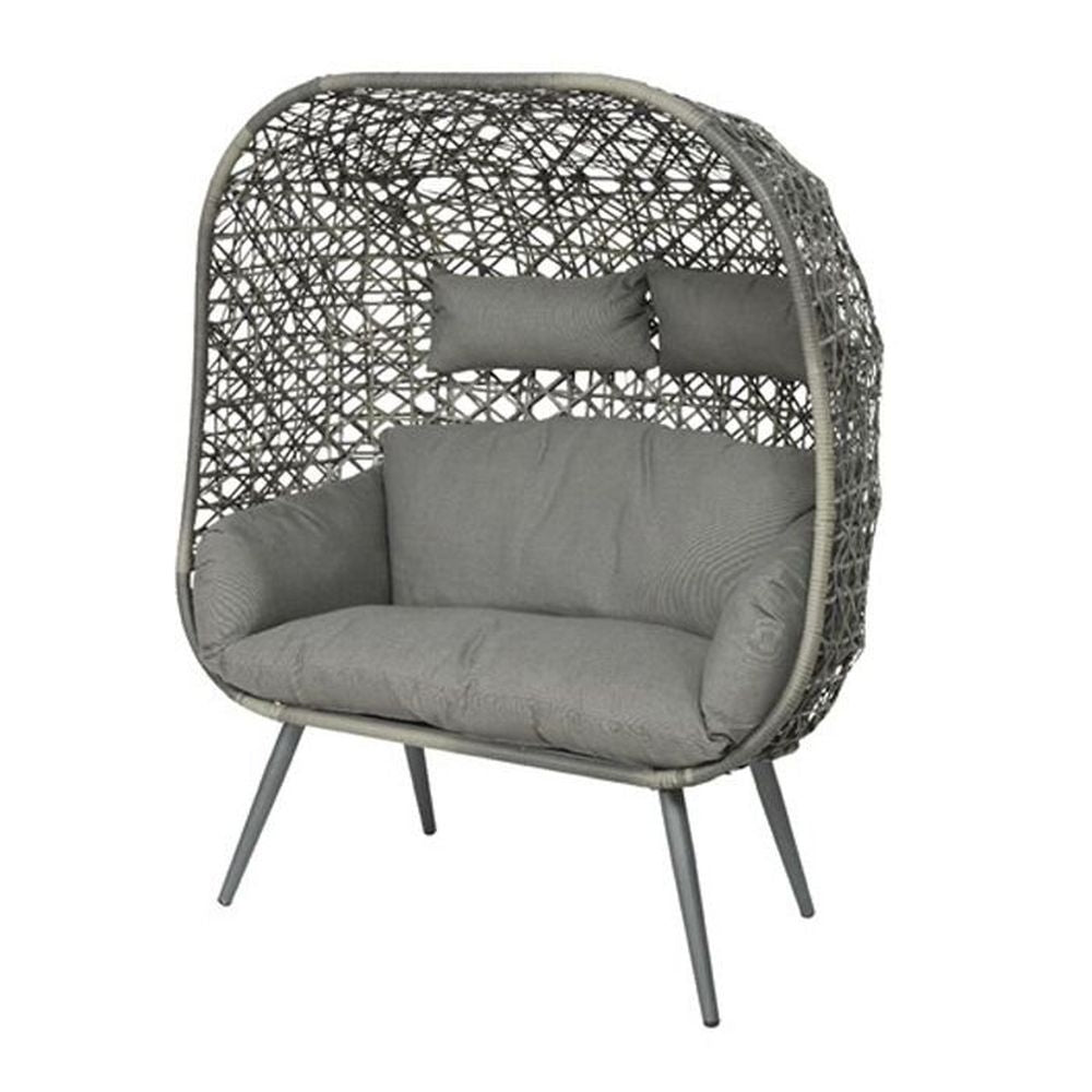 Decoris Palermo 151cm Double Light Grey Wicker Standing Garden Egg Chair