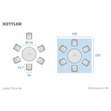 Kettler Savita 6-Seater Round Garden Furniture Dining Suite - Slate
