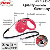 Flexi 5m Small Red New Classic Cord Retractable Dog Lead