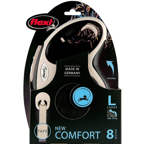 Flexi 8m Large Black New Comfort Tape Retractable Dog Lead