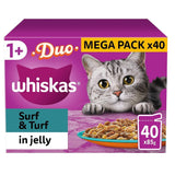 Whiskas 40 x 85g Surf & Turf Adult Cat Food Pouches in Jelly