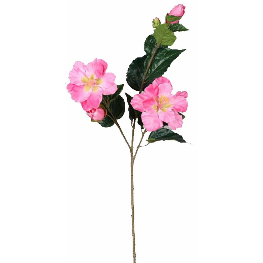 Mica Decorations Pink 76cm Artificial Hibiscus Flower Branch